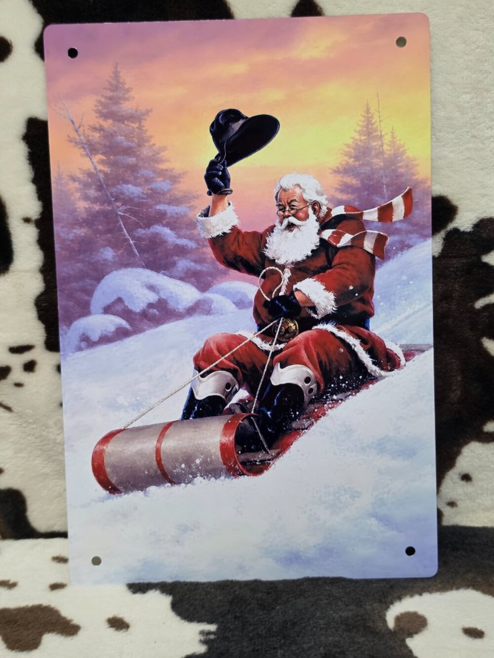 Christmas Sled Santa Metal Home Wall Decor Sign Decorative Hanging Metal Sign